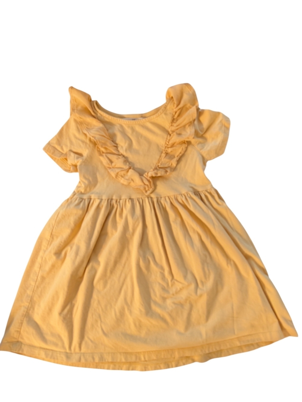 H & M Girls Sunny Yellow Ruffle-Front Girls Cotton Dress Size 5-6